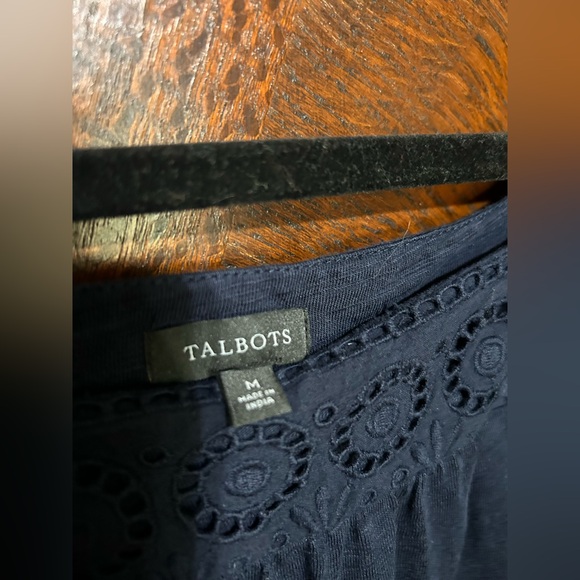 Talbots Navy Blue midi length Dress with Lace cap Sleeves size M - Picture 6 of 6